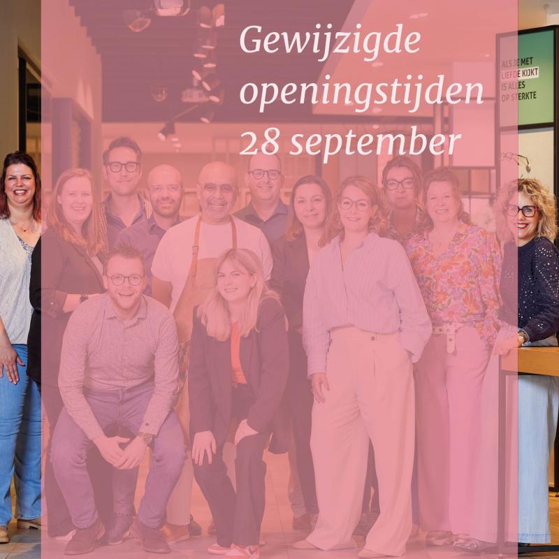 Gewijzigde openingstijden op zaterdag 28 september vanwege ons 50-jarig jubileum! 🎉